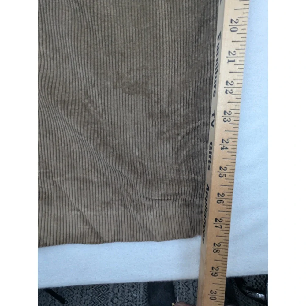 Eddie Bauer Mens Brown Corduroy Pleated Relaxed Fit Pants 36x28 Wide Wale Brown